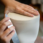 Sally Bertram at work in her studio 2019